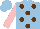 Silk - Light blue, brown spots, pink sleeves