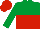 Silk - Emerald green and red halved horizontally, emerald green sleeves, red cap