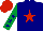 Silk - navy, red star, emerald green sleeves, navy stars, red cap