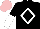 Silk - Black, white diamond frame, black & white halved sleeves, pink cap