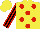 Silk - Yellow, red spots, black sleeves, red stripes