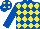 Silk - Royal blue and yellow diamonds, royal blue sleeves, royal blue cap, yellow spots