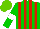 Silk - Green, red stripes, green sleeves, white armlets, light green cap