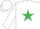 Silk - WHITE, emerald green star, white cap