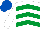 Silk - WHITE, EMERALD GREEN chevrons, ROYAL BLUE cap