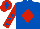 Silk - Royal blue, red diamond, red sleeves, royal blue stars, red cap, royal blue diamond