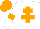 Silk - White body, orange cross of lorraine, white arms, orange armlets, orange cap