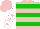 Silk - pink and green hoops, pink stars on white sleeves, pink cap