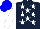 Silk - Dark blue, white stars and sleeves, blue cap