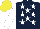 Silk - Dark blue, white stars and sleeves, yellow cap