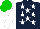 Silk - Dark blue, white stars and sleeves, green cap