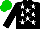 Silk - Black, white stars, green cap