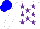 Silk - White, purple stars, blue cap