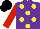 Silk - Purple, yellow spots, red sleeves, black cap