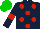 Silk - Dark blue, red spots (6) and armbands, green cap