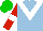 Silk - Light blue, white zigzag chevron, red sleeves, double white armbands, green cap