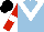 Silk - Light blue, white zigzag chevron, red sleeves, double white armbands, black cap