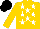 Silk - Gold, white stars, white stars (2) on gold sleeves, black cap
