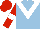 Silk - Light blue, white zigzag chevron, red sleeves, double white armbands, red cap