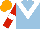 Silk - Light blue, white zigzag chevron, red sleeves, double white armbands, orange cap