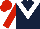 Silk - Dark blue, white zigzag chevron, red sleeves, red cap