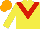 Silk - Yellow, red 'v', orange cap