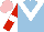 Silk - Light blue, white zigzag chevron, red sleeves, double white armbands, pink cap