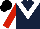 Silk - Dark blue, white zigzag chevron, red sleeves, black cap