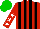 Silk - Red and black stripes,  white stars on red sleeves, green cap