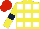 Silk - Yellow and white squares, yellow sleeves, dark blue armbands, red cap