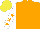 Silk - Orange, orange stars on white sleeves, yellow cap