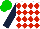 Silk - White and red diamonds, dark blue sleeves, green cap