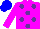 Silk - Magenta, purple spots (6), blue cap