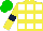 Silk - Yellow and white squares, yellow sleeves, dark blue armbands, green cap