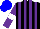 Silk - Black and purple stripes, purple sleeves, white armbands, blue cap