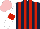 Silk - Dark blue and red stripes, white sleeves, red armbands, pink cap