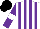 Silk - White and purple stripes, purple sleeves, white armbands, black cap