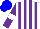 Silk - White and purple stripes, purple sleeves, white armbands, blue cap