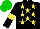 Silk - Black, yellow stars and armbands, green cap