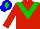 Silk - Red body, big-green chevron, red arms, blue-light cap, big-green diamond