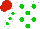 Silk - White body, green spots, white arms, green spots, red cap