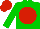 Silk - Green body, red disc, green arms, red cap