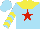 Silk - sky blue, yellow yoke, red star, yellow chevrons on sleeves, yellow collar