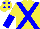 Silk - yellow, blue crossbelts, blue epaulettes, yellow and blue halved sleeves, blue spots on cap