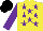 Silk - Yellow, purple stars and sleeves, black cap