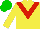 Silk - Yellow, red 'v', green cap