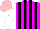 Silk - Magenta and black stripes, white sleeves, pink cap