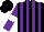 Silk - Black and purple stripes, purple sleeves, white armbands, black cap