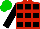 Silk - Red and black squares, black sleeves, green cap