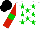 Silk - White, green stars, red sleeves, green armbands, black cap